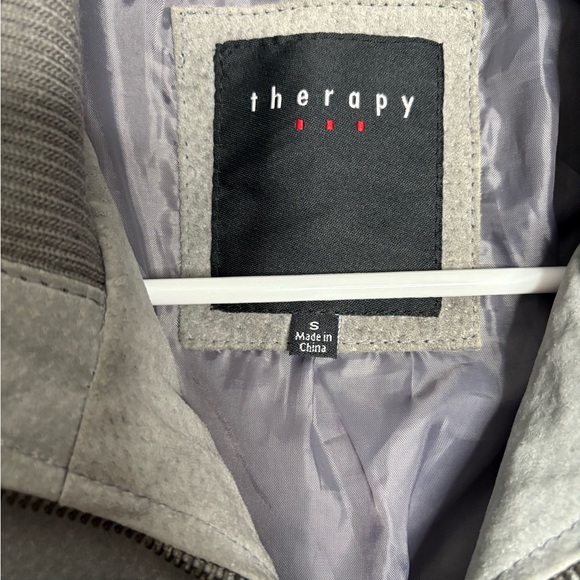 Therapy women gray long sleeve genuine 100% leather suede jacket size S - Picture 4 of 5